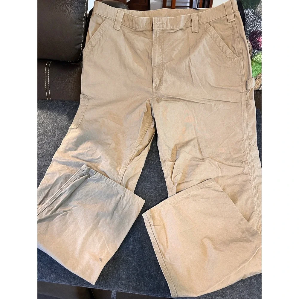 Carhartt Men's Khaki‎ Dungaree Fit Cotton Work Pants Size 42x34
